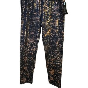1 2 LIV Women's Leggings Gold & Black Speckled Sz L